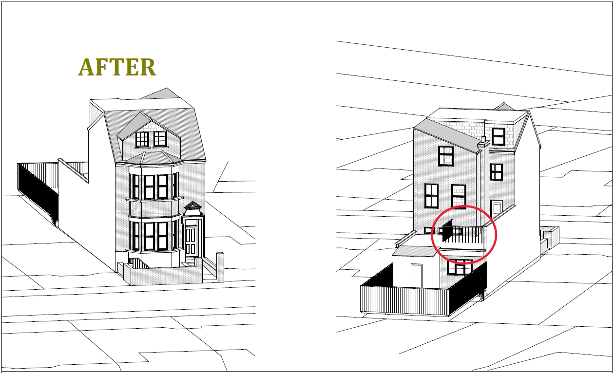 After Planning achieved for a first floor roof terrace