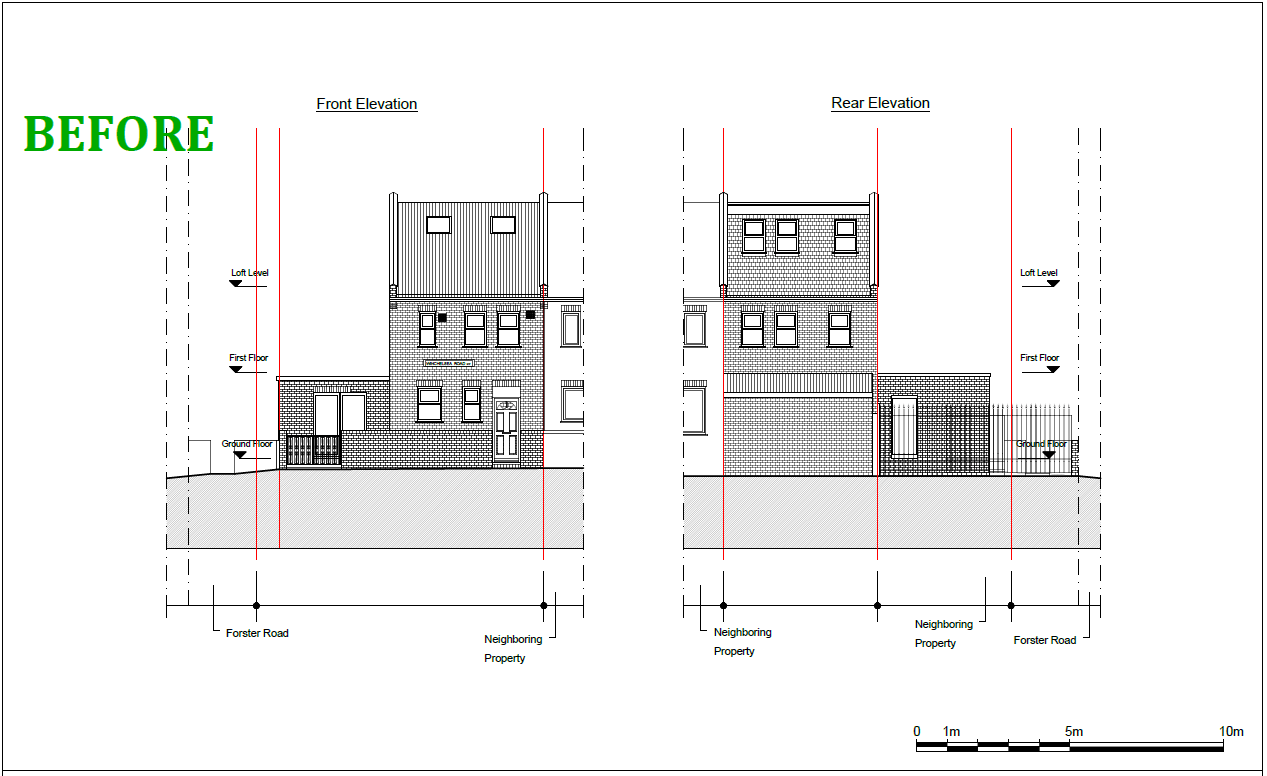 Before Planning permission granted for an erection of a two storey side extension