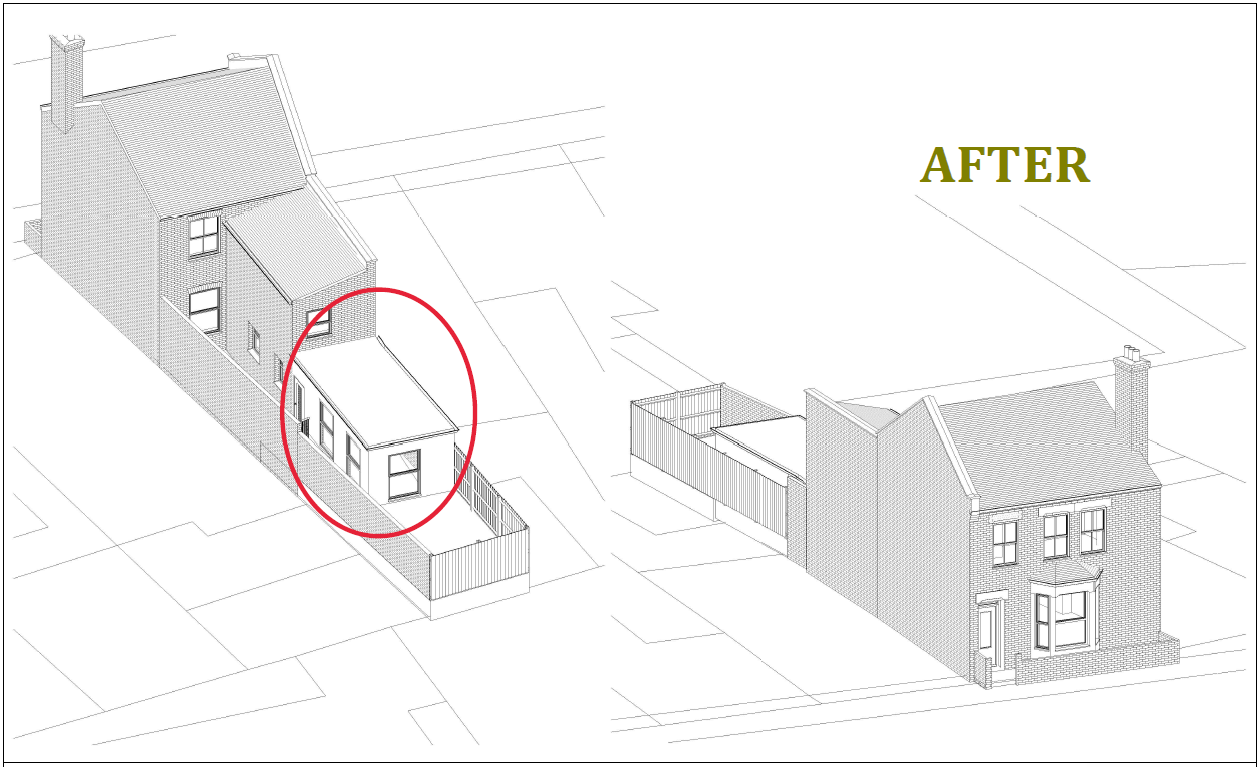 Architectural drawing approval for planning permission to extend.