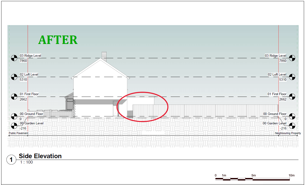 Architectural drawing of property after change of use planning permission is approved.