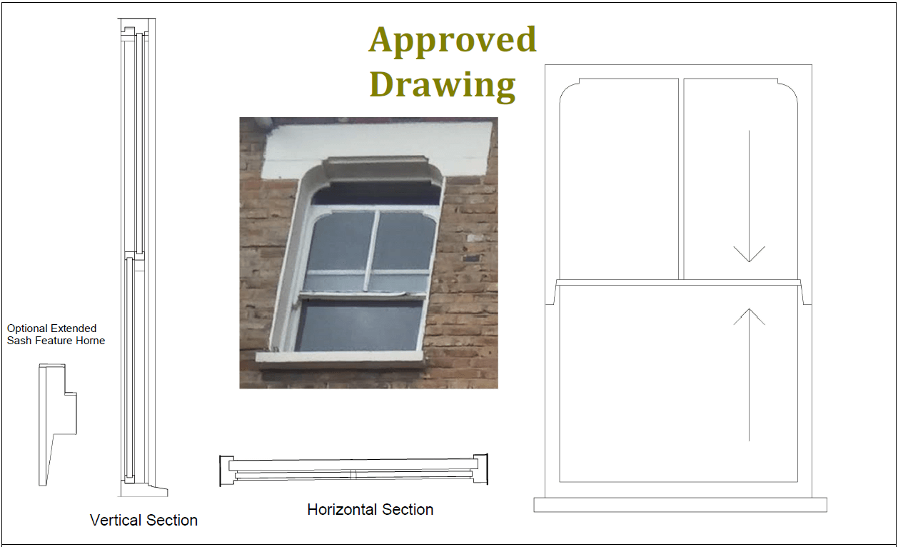 Architectural drawing plans approved for window conversion in London.