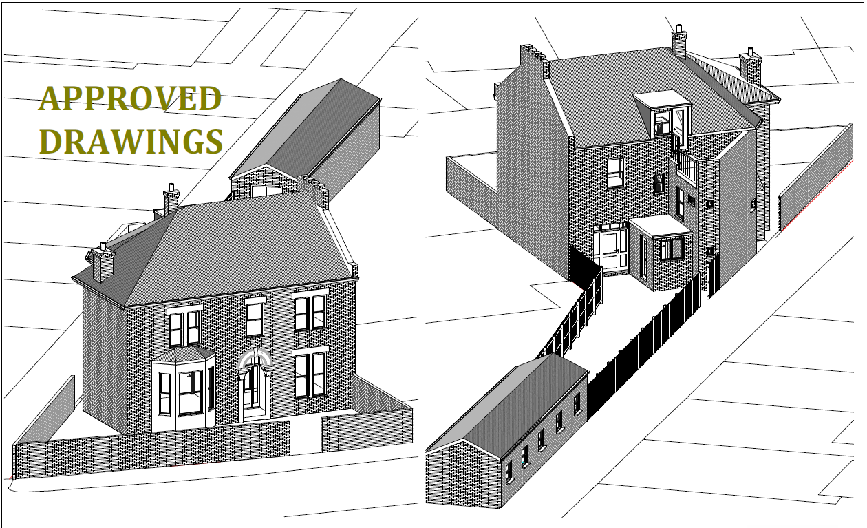 Sam Planning creates this architectural drawing of a single storey outbuilding for construction. Planning Permission has been approved for this property.