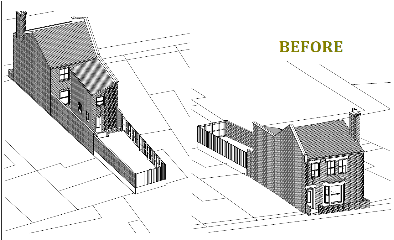 Architectural drawing plans for a prior notification for property development.