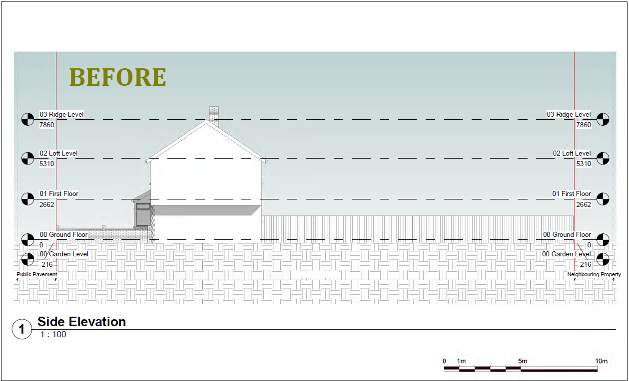 Drawing of property before planning permission for change of use approved.