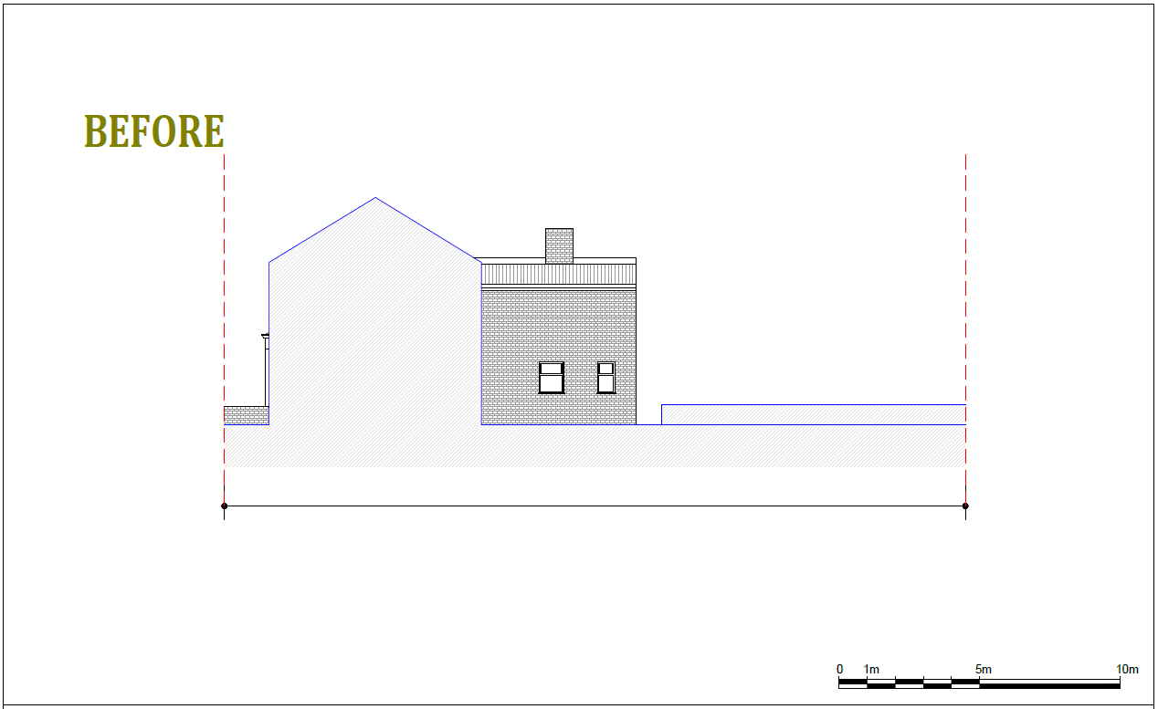 Architectural drawing of home before single storey rear extension