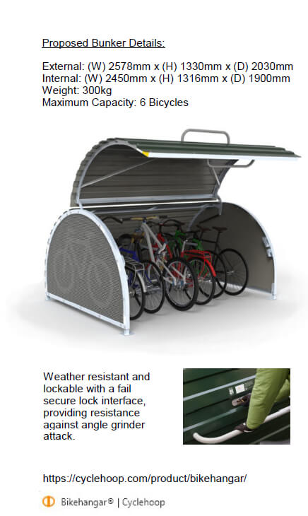 Proposed drawing of cycle park - planning permission approved.