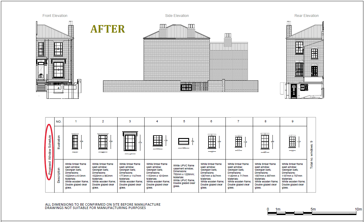 Architectural drawing for window replacement