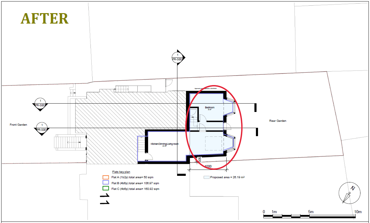 Architectural Drawing for Planning Variation Approved for rear bay windows