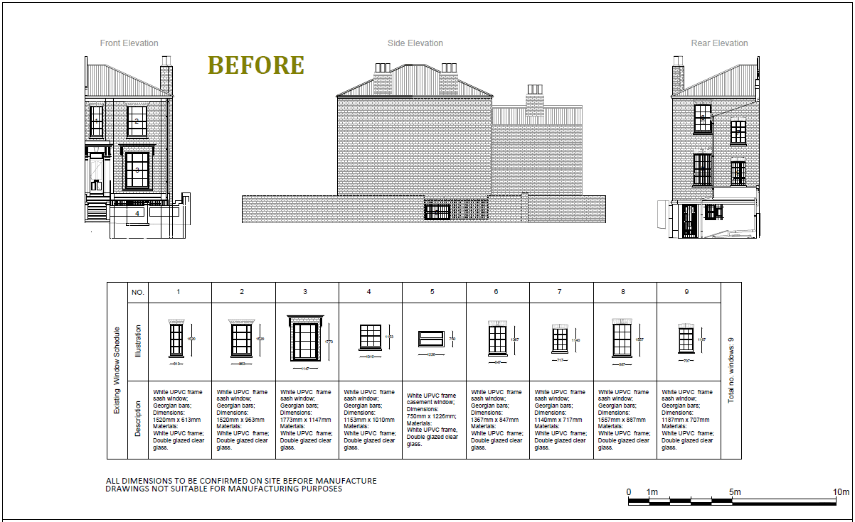 Architectural drawing for window replacement