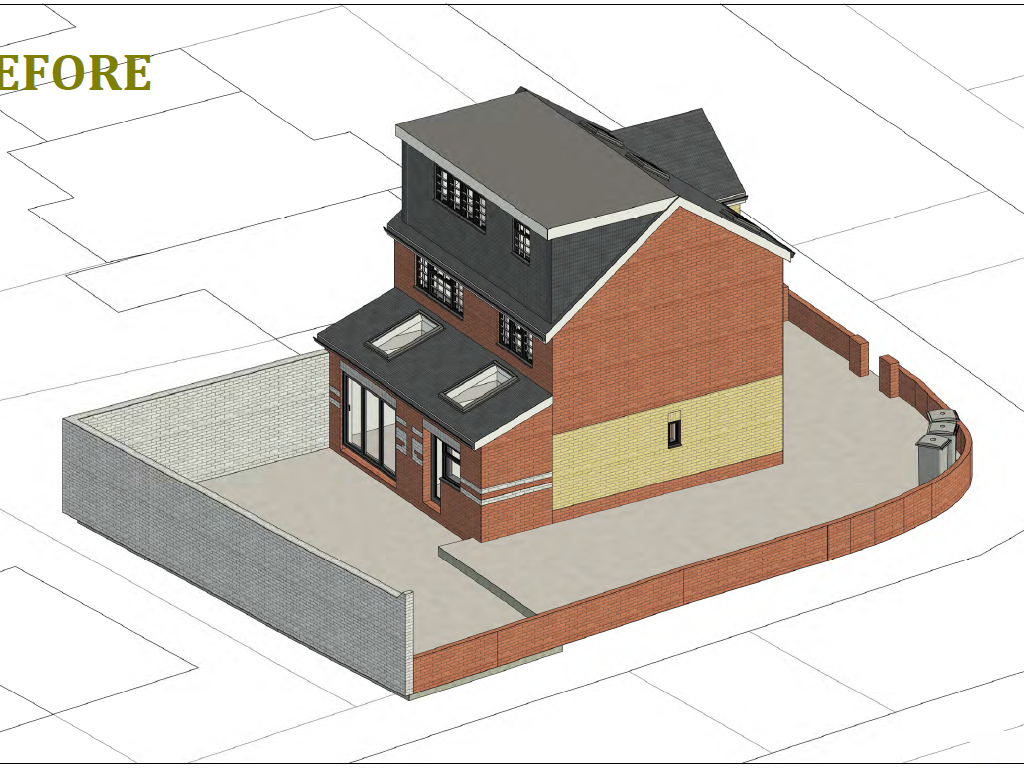 Architectural drawing for a two storey side extension