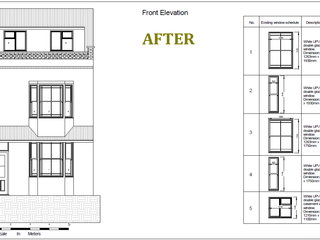 Window replacement approval architectural drawing.