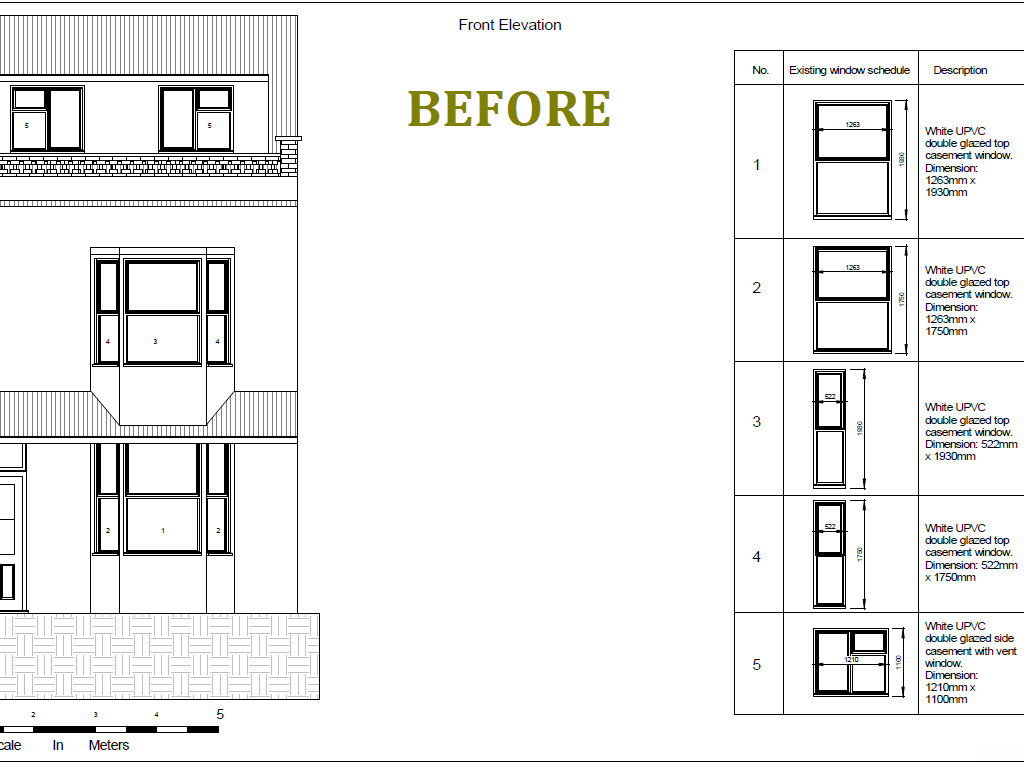 Window replacement architectural drawing