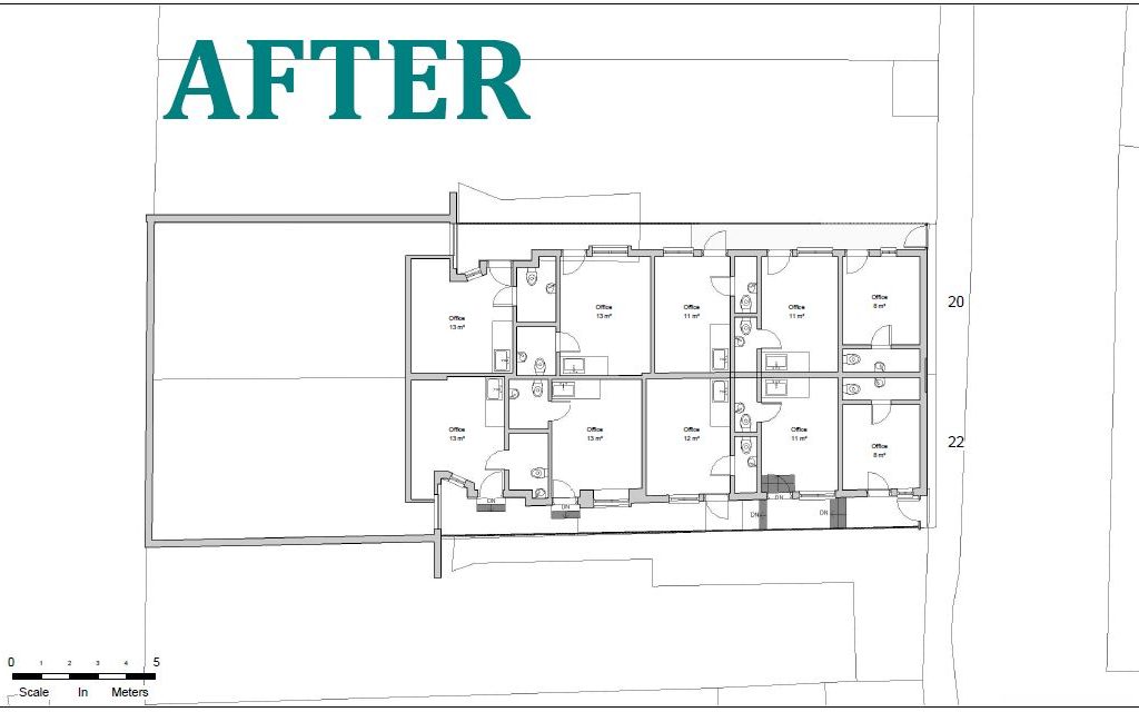 Architectural drawing approved for retrospective planning of a change of use