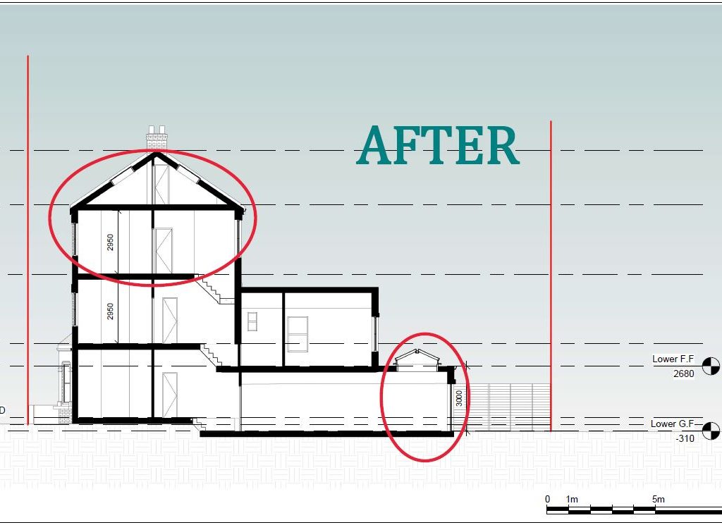 Architectural drawing by Sam Planning approved Haringey planning for a type 3 loft and wrap around extension.