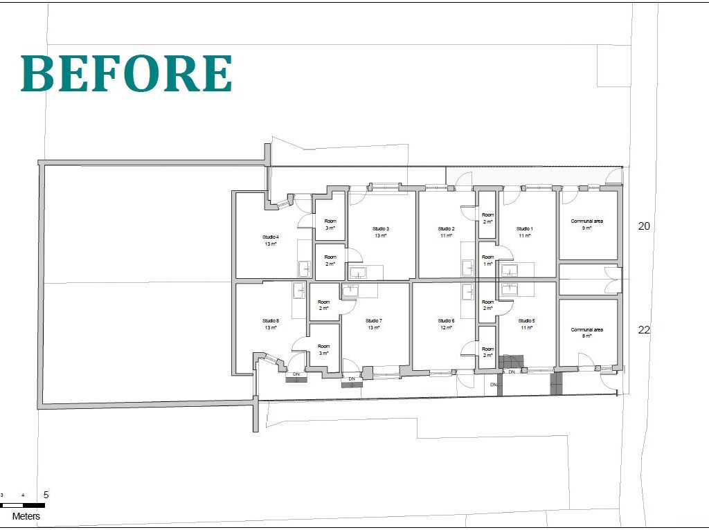 Architectural drawing before Retrospective Planning approved for a change of use