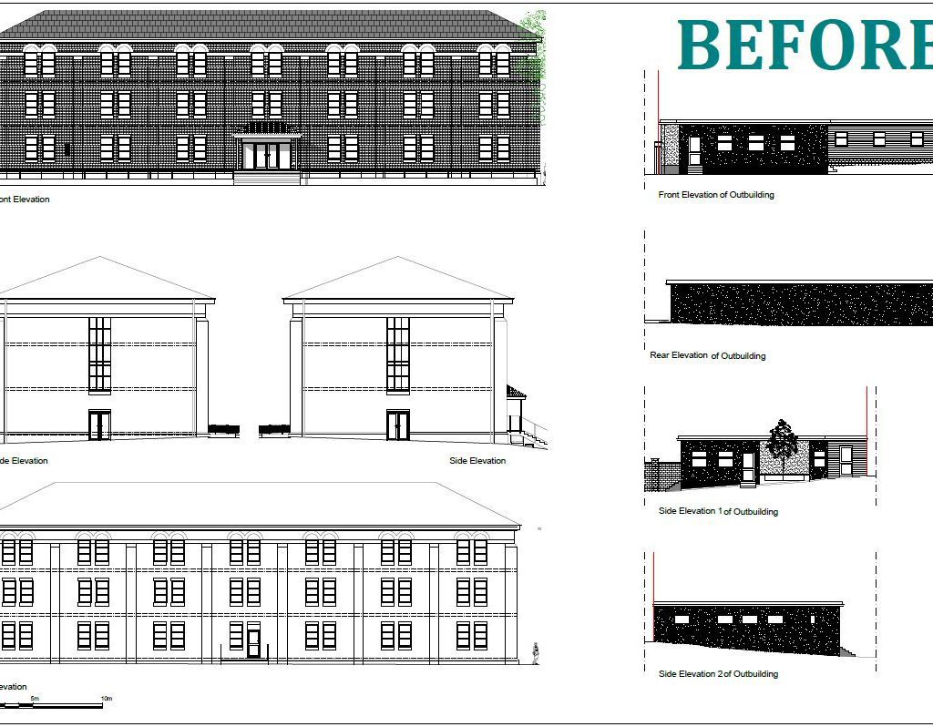 Planning application for rear extensions architectural drawing.
